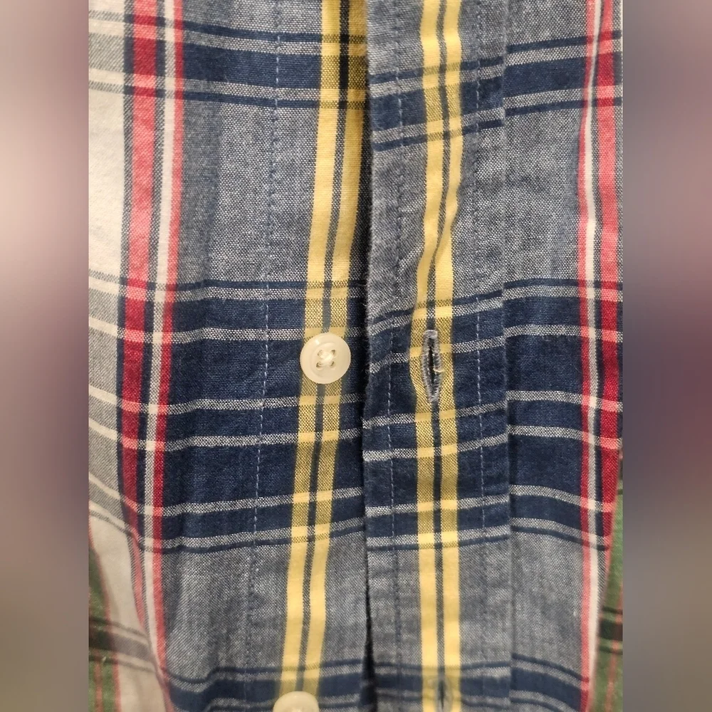 Nautica Jeans Company Boys Plaid Button Up Short Sleeve Shirt Size 16/18 XL